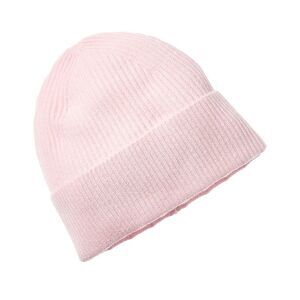 Amicale Cashmere Cuffed Rib Knit Cashmere Hat, Pink